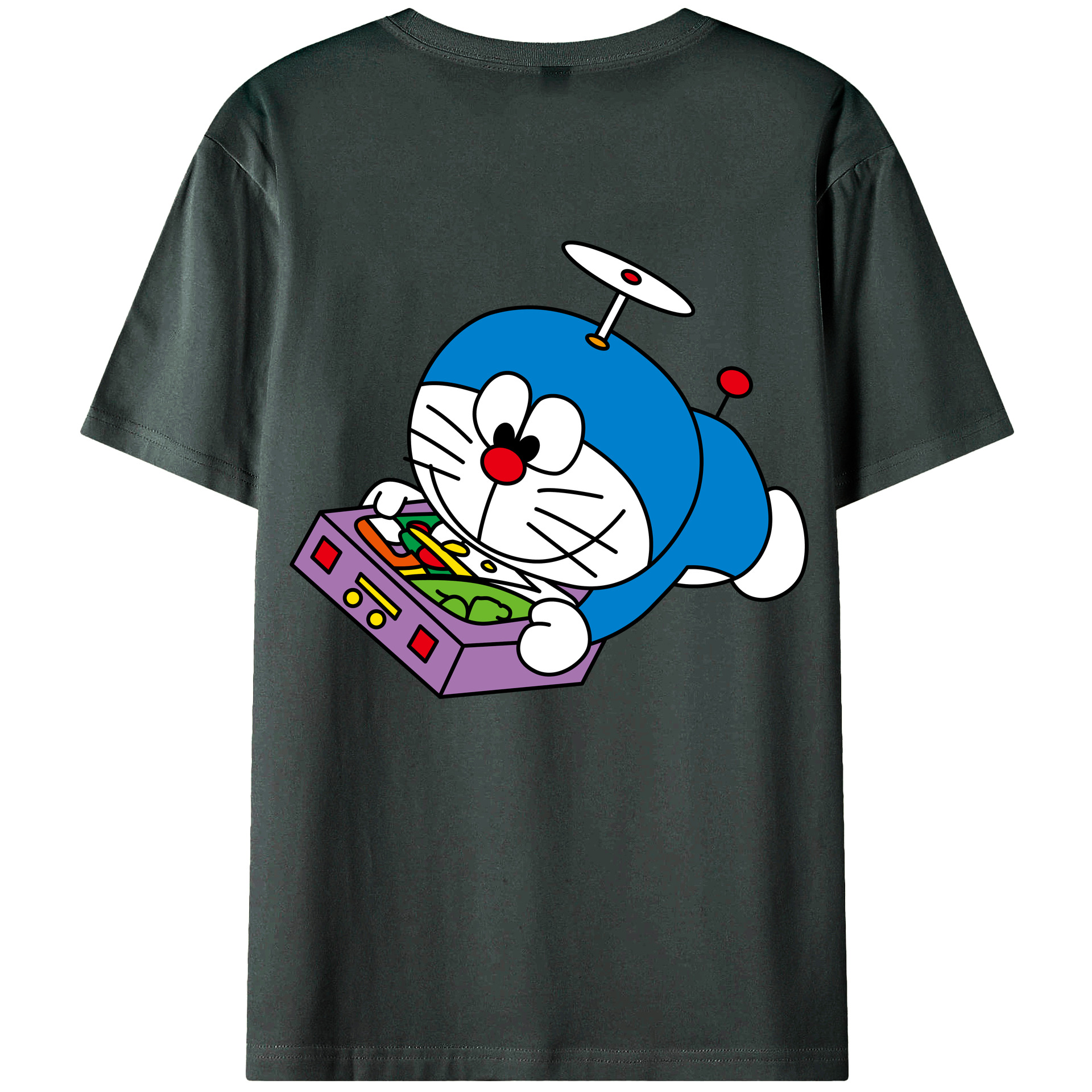 （画像用） ドラえもん Doraemon 綿100％ メンズ半袖Tシャツ（バックプリント） 通気性